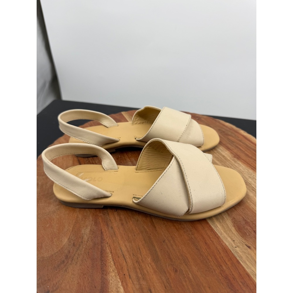 Nisolo all day cross strap Flat Sandals Women sz 6 Bone Cream Leather Slingback